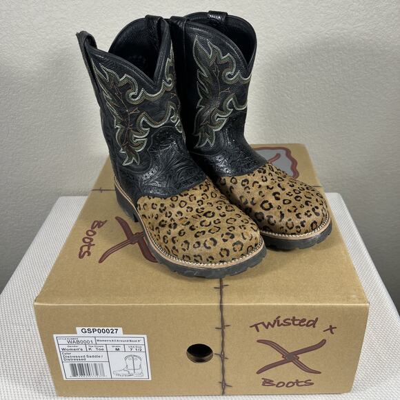 Twisted X All Around Boots 9” Womens‎ Size 7.5 M WAB0001 Leopard Print - Picture 2 of 14